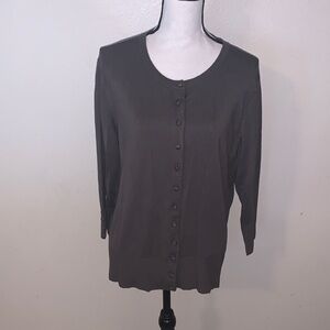 Grace Elements Woman Gray Button Down Cardigan Sweater
